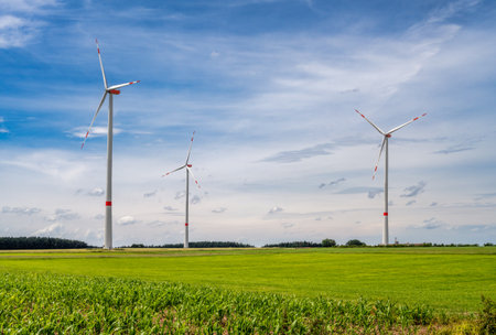 Alternative energy creation with wind powerの写真素材