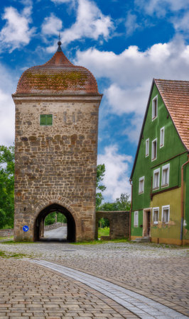 Historic city gate of Ornbau (Franconia, Germany)の写真素材
