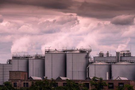 Storage tanks of a huge chemical plantの写真素材