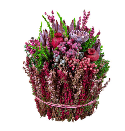 Closeup of an isolated autumn flower arrangemetの写真素材