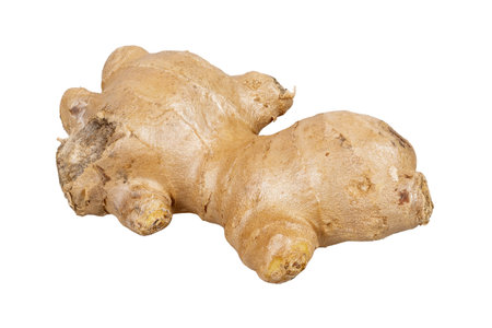 Macro of an isolated fresh ginger root