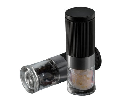 Macro of an isolated salt and pepper millの写真素材