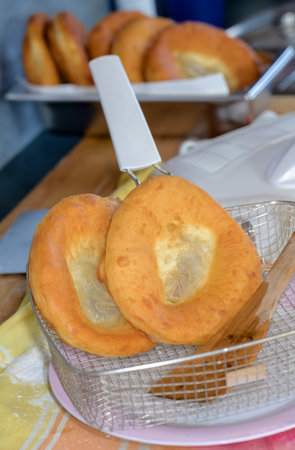 Baking lard cookies, a Bavarian specialty called Ausgezogene