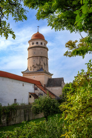 Historic city gate of Noerdlingen called Loepsinger Torの写真素材