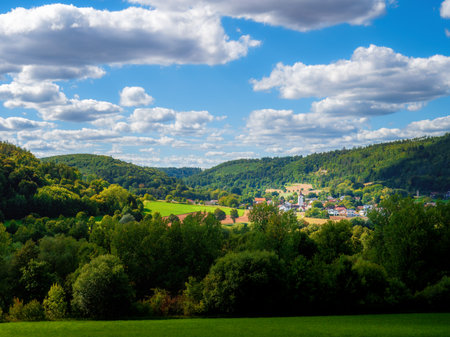 Biberbach village near Beilngries in the AltmÃ¼hltal valleyの写真素材