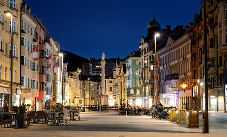 Innsbruck city at the blue hourの写真素材