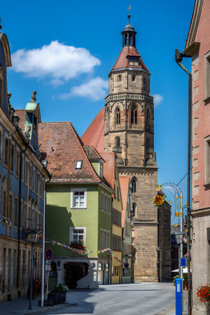 Historic old town of Weissenburg (Franconia, Germany) with the church St. Andreasの写真素材