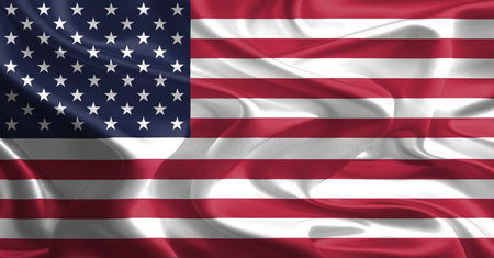 Waving Fabric Flag of United States of America, USA 