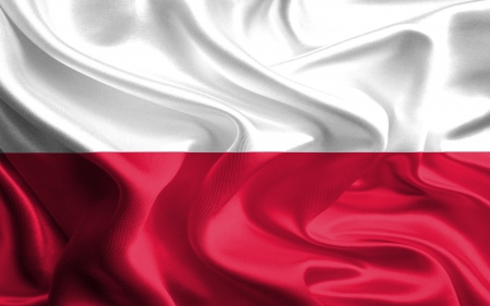 Waving Fabric Flag of Polandの写真素材