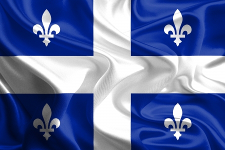 Waving Fabric Flag of Quebec, Canada の写真素材
