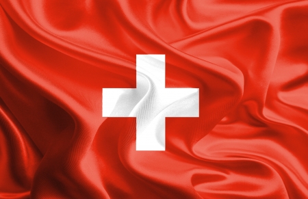 Waving Fabric Flag of Switzerlandの写真素材