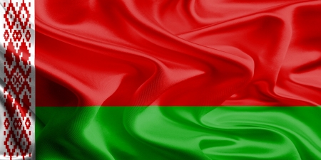 Waving Fabric Flag of Belarusの写真素材