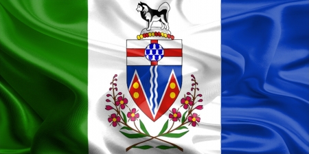 Waving Fabric Flag of Yukon, Canada の写真素材