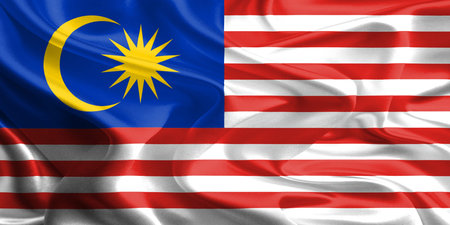 Waving Fabric Flag of Malaysia