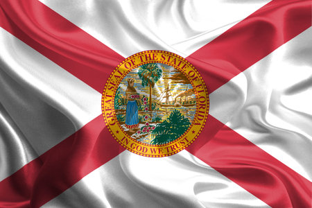 USA State Flags  Waving Fabric Flag of Floridaの写真素材