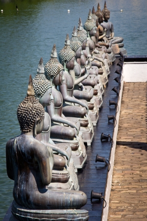 Famous sitting Buddha statues in the Seema Malaka Temple in Colombo  This is situated on Beira Lake and is part of the Gangaramaya Buddhist Temple Complex の写真素材