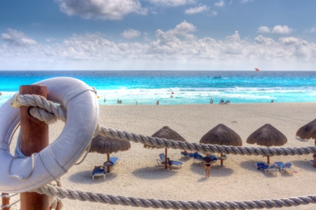 Cancun beach Caribbean sea in Mexico の写真素材