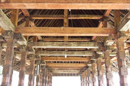 Roof Wood Carvings in  Famous Buddist Temple of the Tooth Relic ,Dalada Maligawa, Sri Lanka の写真素材