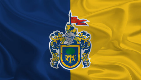 Mexican State Flags  Waving Fabric Flag of Jaliscoの写真素材