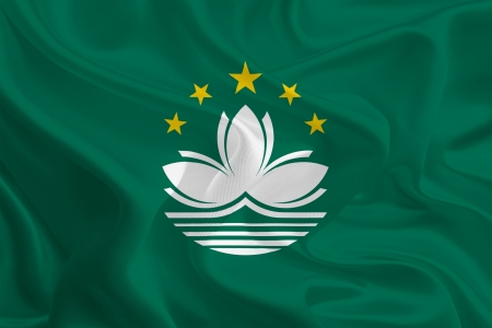 Waving Fabric Flag of Macauの写真素材