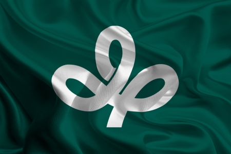 Waving Fabric Flags of Prefectures of Japan - Miyagiの写真素材