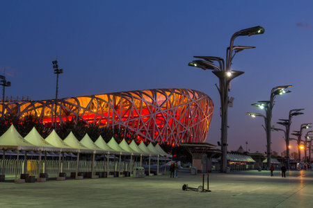 The Beijing National Stadium, also known as the Bird s Nestのeditorial素材