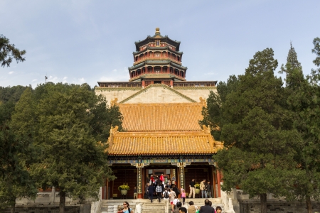 BEIJING, CHINA - OCT 12, 2013  Crowded second palace gate at the Summer Palace in Beijing, China  のeditorial素材