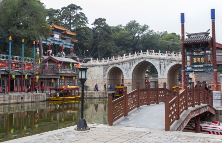 Suzhou Market Street in Summer Palace, Beijing, China  Along the Back Lake, the street design imitates the ancient style of shops in Suzhou City  のeditorial素材
