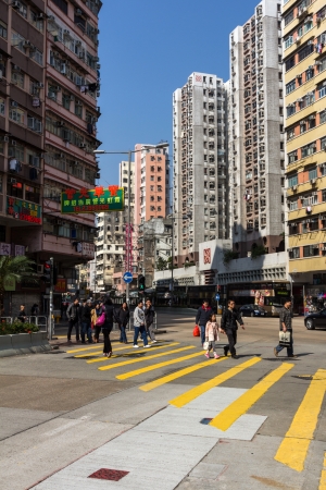 MONG KOK, HONG KONG - DEC 22, 2013  A typical street view in old district of Hong Kong  A lot of small shops are located in Mong Kok, Kowloon in Hong Kong のeditorial素材