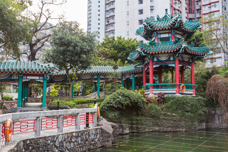 Chinese Garden in Sik Sik Yuen Wong Tai Sin Temple in Hong Kong  It is one of the largest and commemorates the famous monk of yore, Wong Tai Sin  also known as Huang Chu-ping  のeditorial素材
