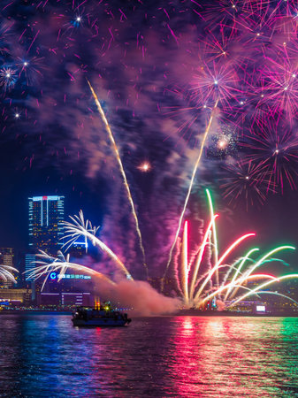 Fireworks Show in HongKongのeditorial素材