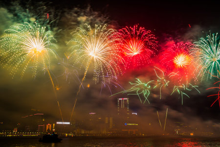Fireworks Show in HongKongの写真素材