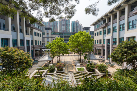Lingnan University in Castle Peak Road, Fu Tei, Hong Kong のeditorial素材