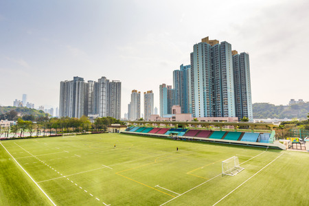 The Shek Kip Mei Park Soccer Field  The Shek Kip Mei Park is one of the largest parks with a total area of about 8 hectares in Sham Shui Po District  のeditorial素材