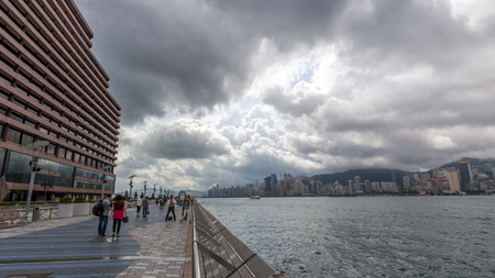  Travelers visiting the Tsim Sha Tsui Promenade  Avenue of the Stars  in Hong Kong  The Avenue of Stars is located along the Victoria Harbor in Hong Kong  のeditorial素材