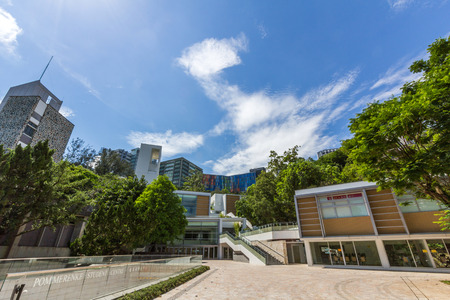 The Run Run Shaw Science building in the Chinese University of Hong Kong  CUHK is a public research university in Shatin, Hong Kong のeditorial素材
