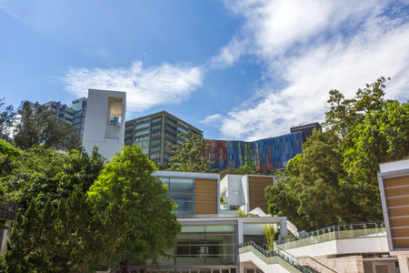 The Run Run Shaw Science building in the Chinese University of Hong Kong  CUHK is a public research university in Shatin, Hong Kong のeditorial素材