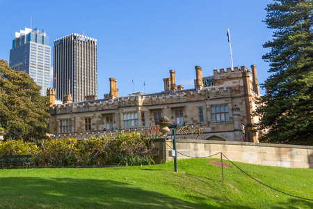 Government House is located in Sydney alongside the Royal Botanic Gardens, overlooking Sydney Harbour, just south of the Sydney Opera House のeditorial素材