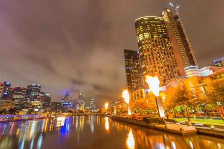 Crown Casino Fire Display in Melbourne, Australiaのeditorial素材
