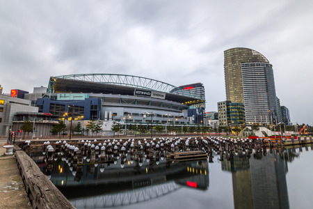 Docklands Etihad Stadium is a multi-purpose sports and entertainment stadium in the Docklands precinct of Melbourne, Victoria, Australiaのeditorial素材