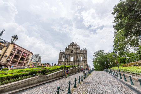 Ruins of St  Paul s Cathedral in Macauのeditorial素材