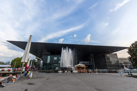 The Culture and Congress Centre in Lucerne (KKL Luzern) is a multi-functional building with a concert hallのeditorial素材