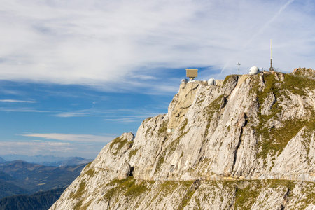Radar located on top of Mt. Pilatus in Lucerne. Mount Pilatus is composed of several summits of which the highest is named Tomlishorn.のeditorial素材