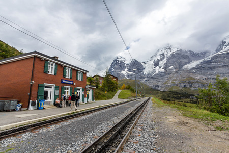 Wengernalp is a railway station in the municipality of Lauterbrunnen. It is on the Wengernalpbahn, whose trains operate from Lauterbrunnen to Kleine Scheidegg.のeditorial素材