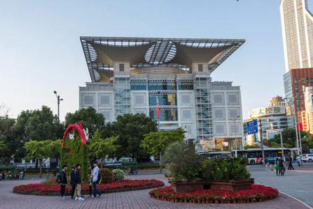 Shanghai Urban Planning Exhibition Center. It is located on People\'s Square, Shanghai, China, adjacent to the municipal government building.のeditorial素材