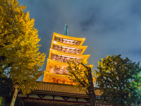 Pagoda at Asakusa Sensoji-ji temple in Tokyo, Japanのeditorial素材