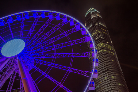Hong Kong Observation Wheel in Central District of Hong Kong. It is 60 meters high and is easily reached with the MTR Central Station or the Star Ferry.のeditorial素材