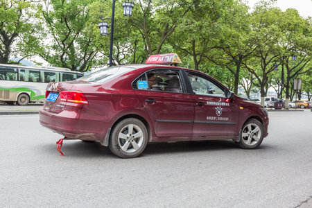 Guilin Taxis. Taxi rental fee start by CNY7 Yuan for 2 km and the extra fee will be plus in the corresponding distance.のeditorial素材