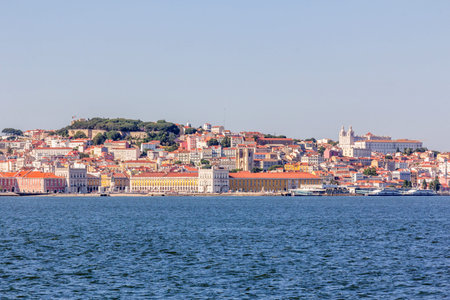 View on Lisbon with the river Tagus in Portugal