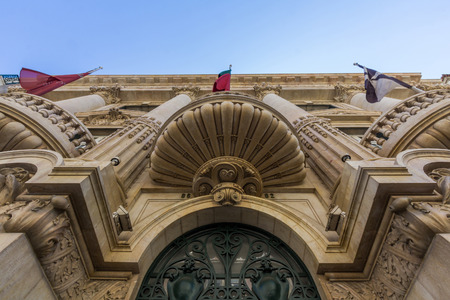 Old architectural patterns in buildings of Lisbon. Lisbon is one of the oldest cities in western Europe.のeditorial素材